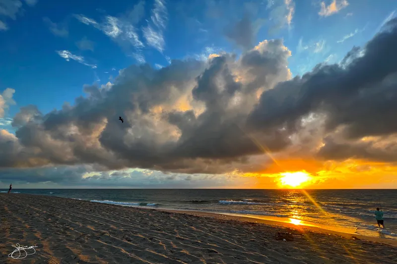 Sunrise over the low Atlantic clouds