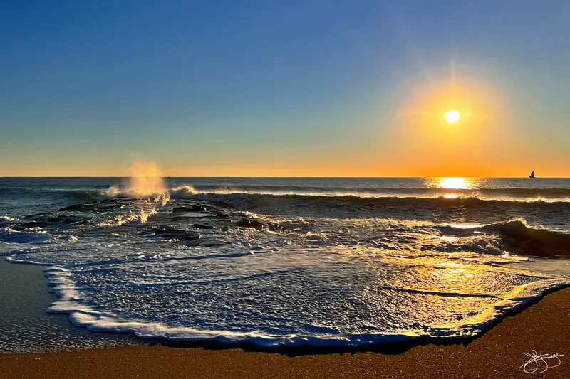 Morning lights waves in Bradley Beach
