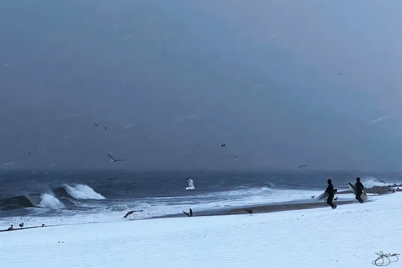 Running through the Snow to catch a wave