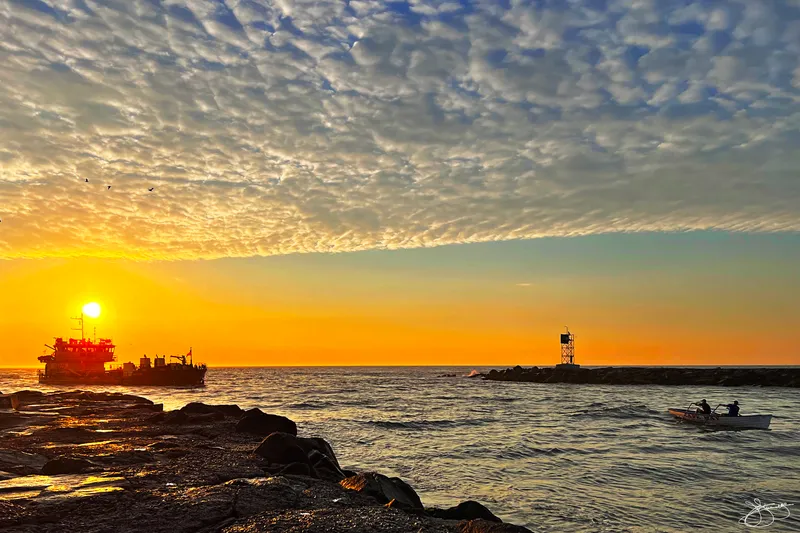 Golden Sunrise and Boating at the Shark River inlet